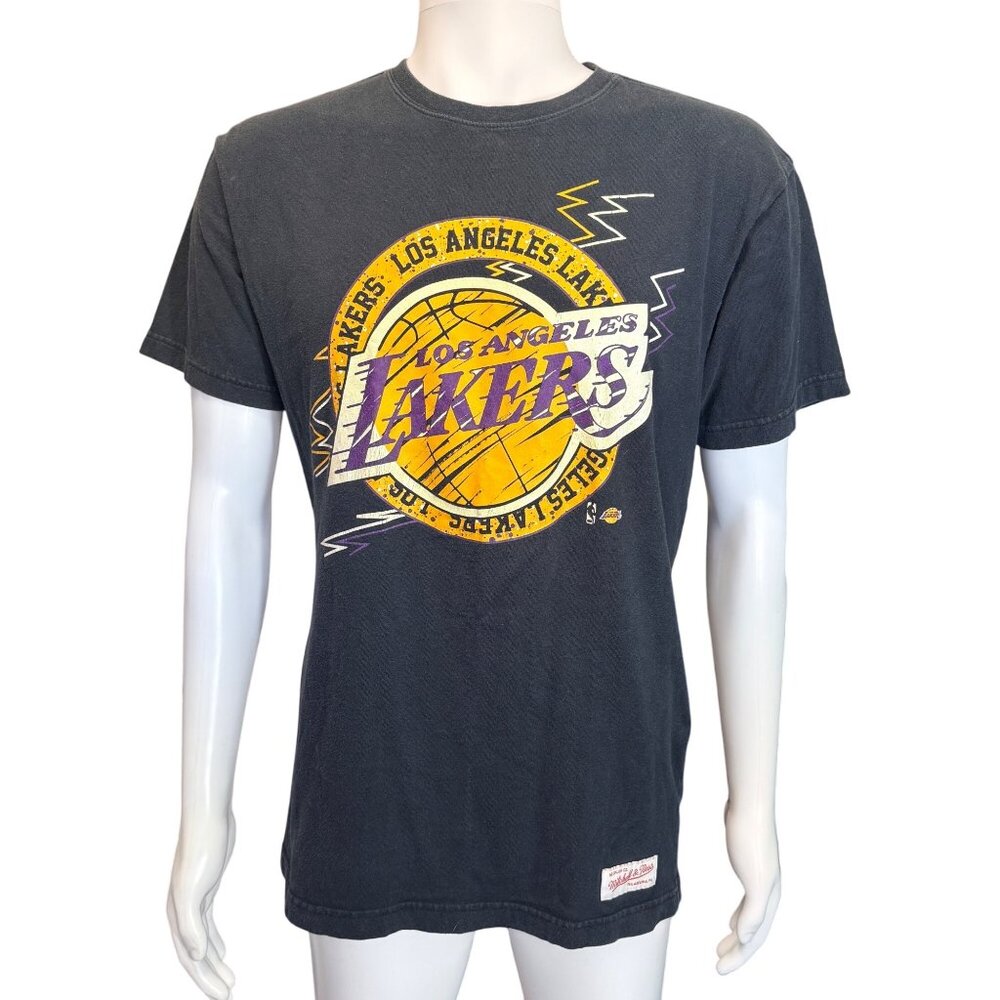 Mitchell & Ness Los Angeles Lakers Vintage-Style Large T-Shirt Black 100% Cotton